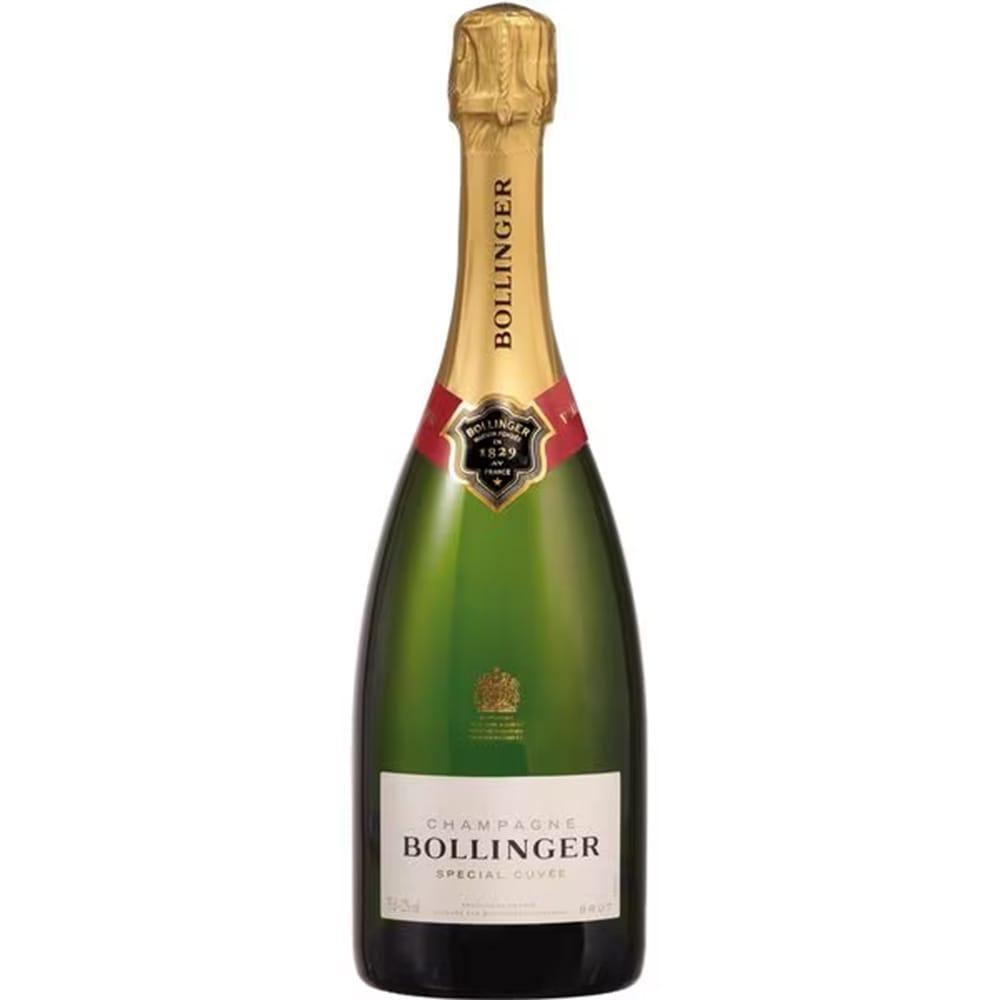 Champagner von Bollinger – kraftvoll, elegant und komplex mit feiner Perlage und Noten von Brioche, Apfel und gerösteten Nüssen.